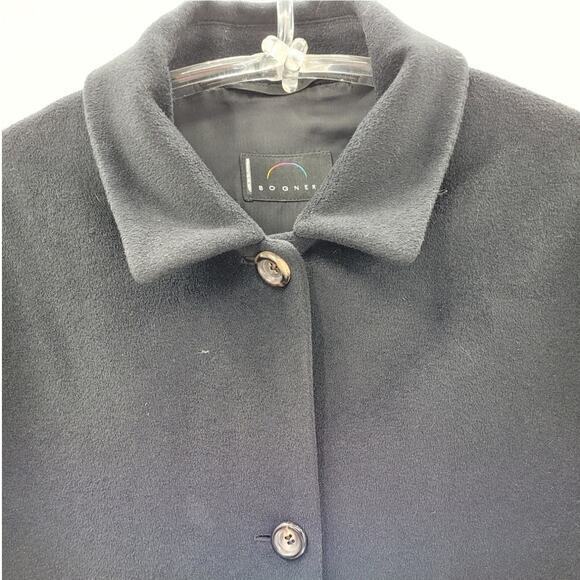 HP Bogner Vintage 80s Classic Black Cashmere Medium Length Overcoat Coat Jacket - Picture 6 of 11